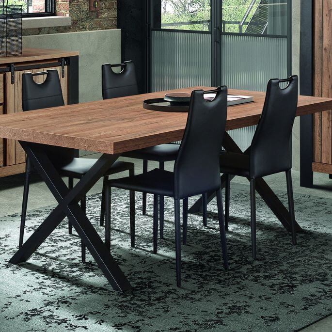 Table de salle à manger industrielle chênenoir